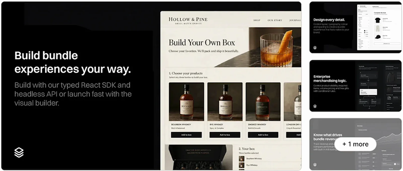 Kitenzo App Store listing showing a Build Your Own Box page for whiskey bottles