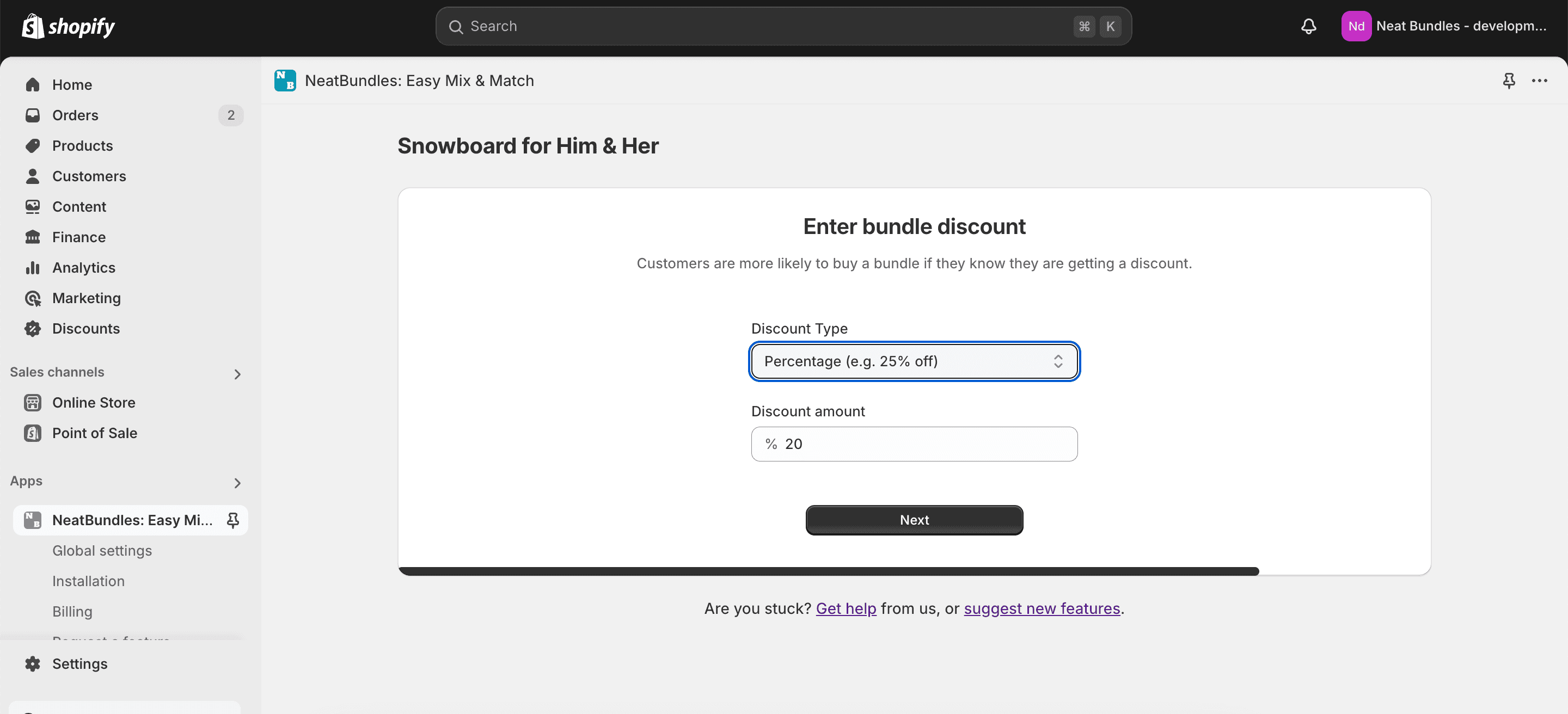 Selecting a discount for mix and match bundle Selecting a discount for mix and match bundle