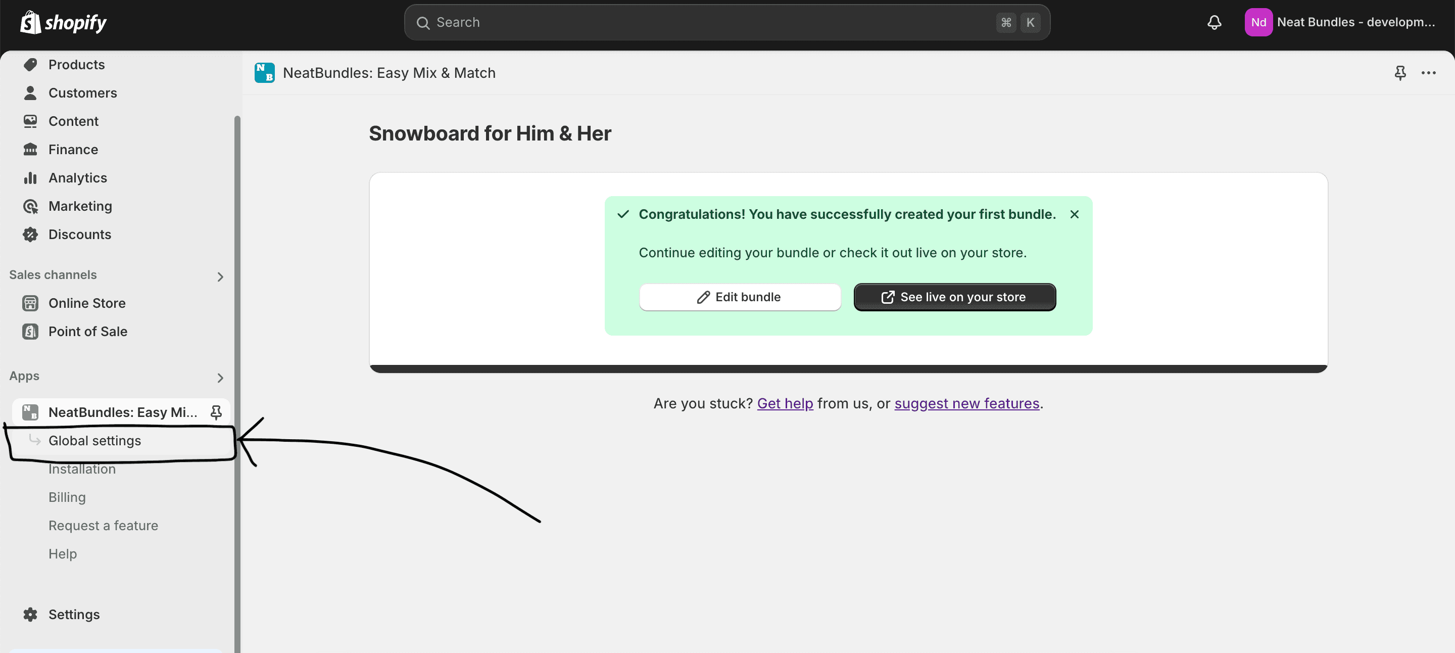 NeatBundles global settings NeatBundles global settings