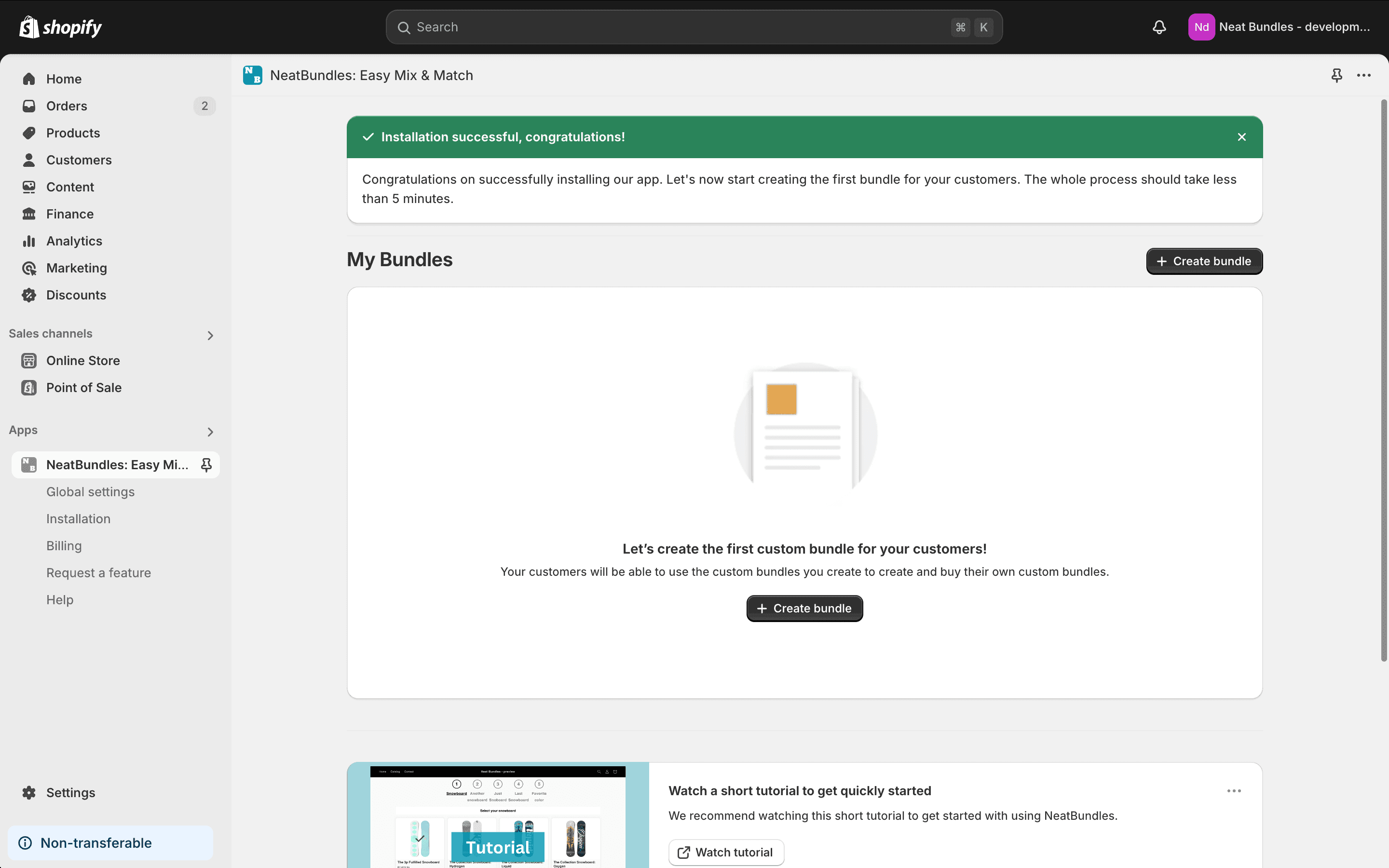 Installed NeatBundles: Easy Mix & Match Shopify app Installed NeatBundles: Easy Mix & Match Shopify app