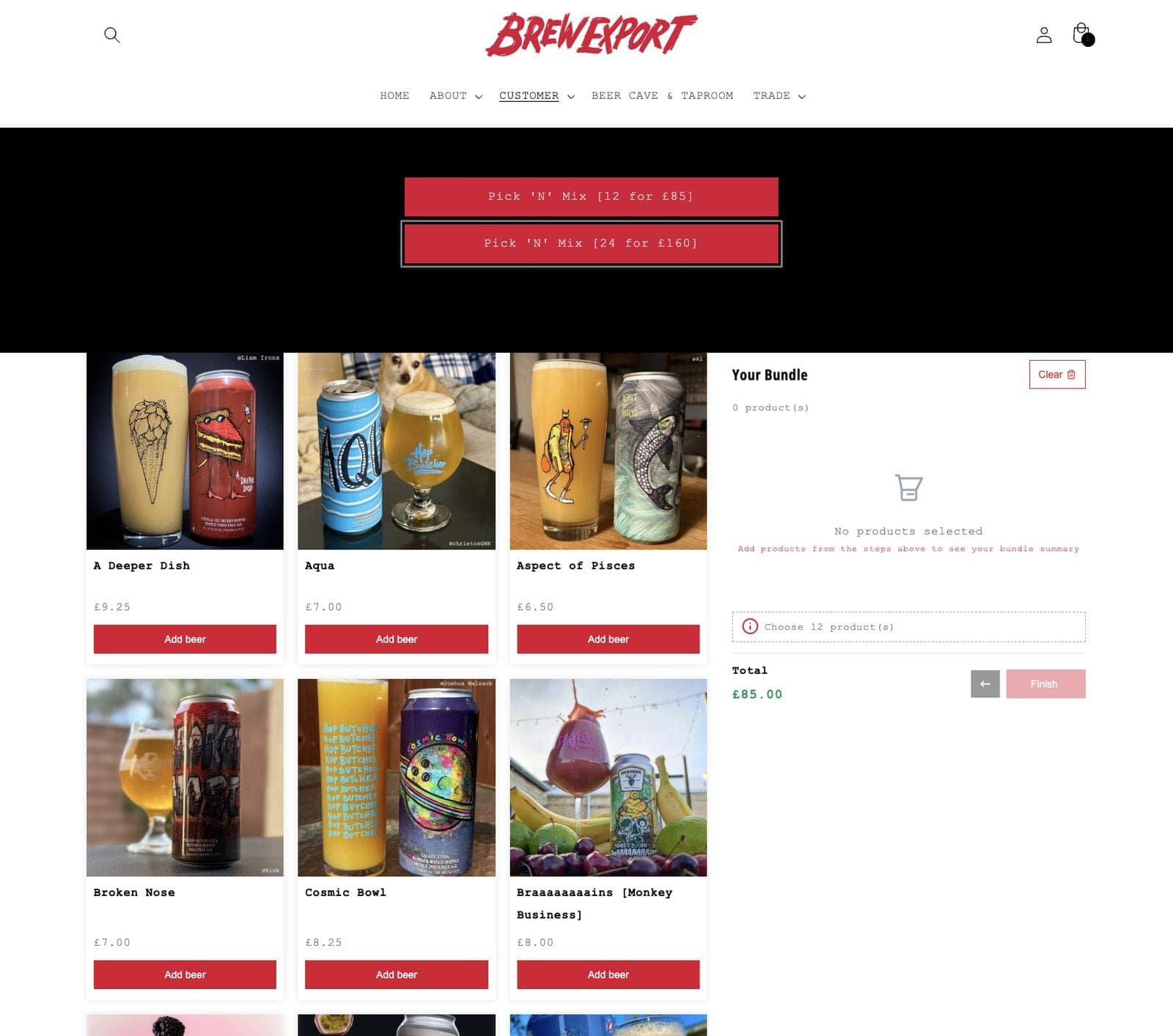 Pick 'N' Mix beer cases bundle on Brew Export