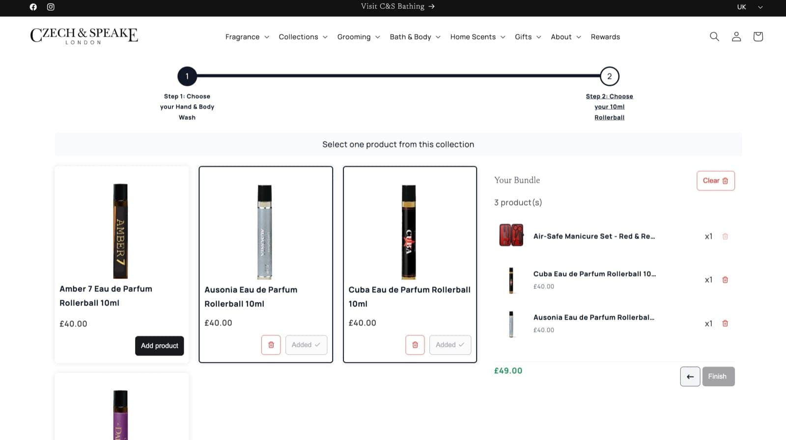 Choose your wash and rollerball bundle on Czech & Speake