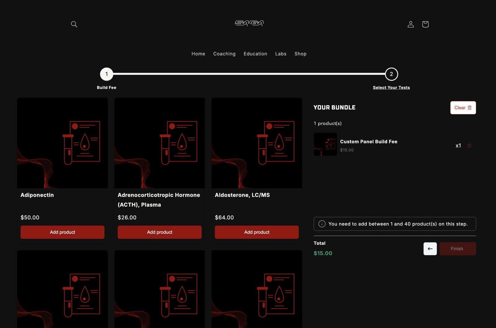 Build your own lab panel bundle on SAGA